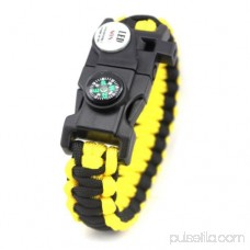 LED Light Outdoor Survival Camo Paracord Bracelet Flint Fire Starter Compass NEW (Yellow)